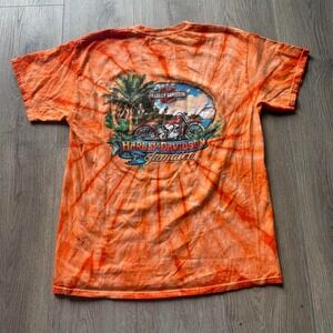 Harley Davidson Jamaica Tie Dye Graphic Biker T Shirt Dealer Tee Size L